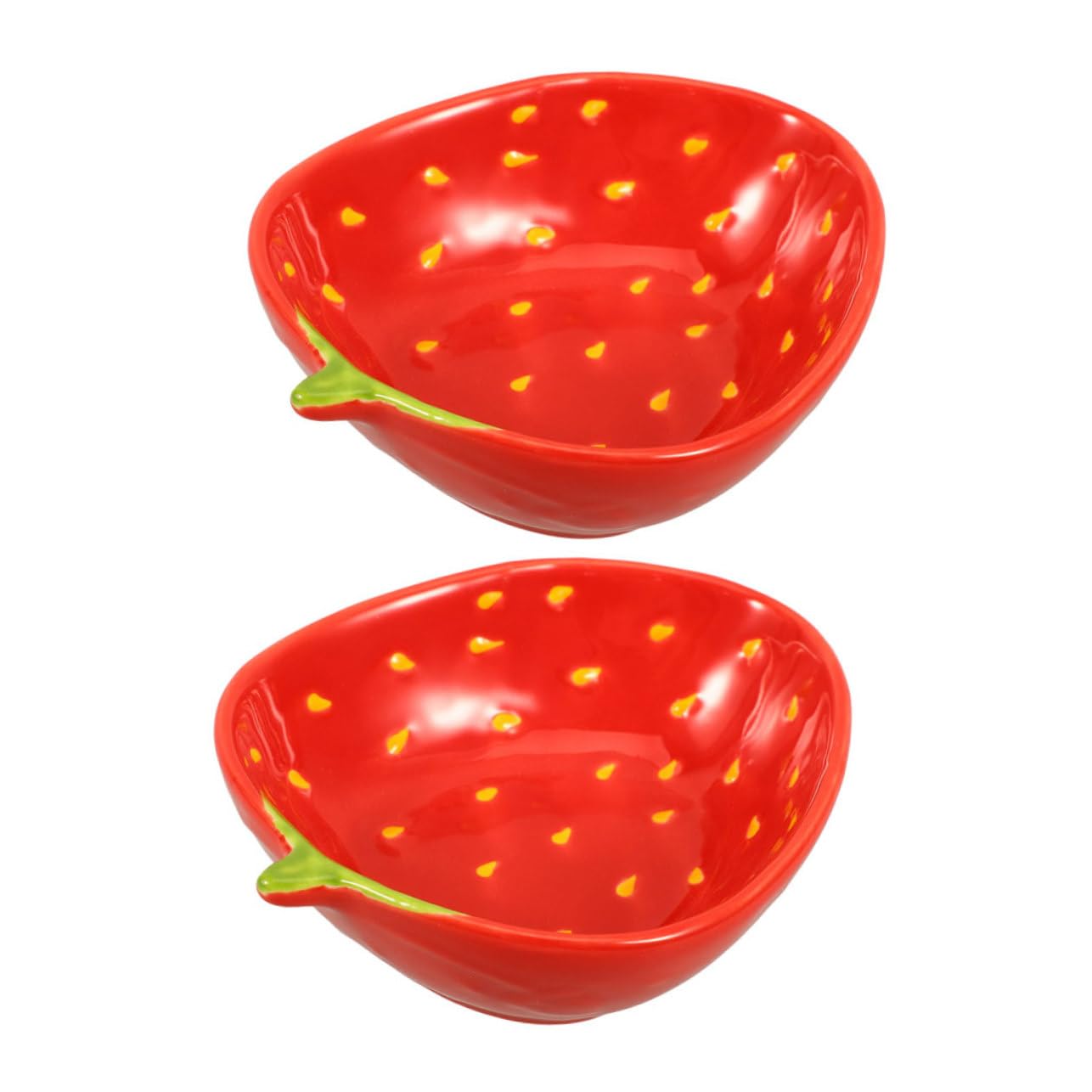 CONGARTENO 2pcs Dessert Tray Serving Plates Strawberry Plates Fruit Plate Candy Plate Decorative Ceramic Strawberry Bowl for Serving Appetizers Snacks and Desserts