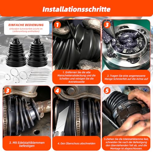 techextra 2 Stk CV Achsmanschette Universal, Antriebswellenmanschette für 19–24mm Wellen, Flexible Silikon Antriebswelle Faltenbalg, Staubdichtes Achsmanschettensatz mit Klemmen Kabelbindern für Auto