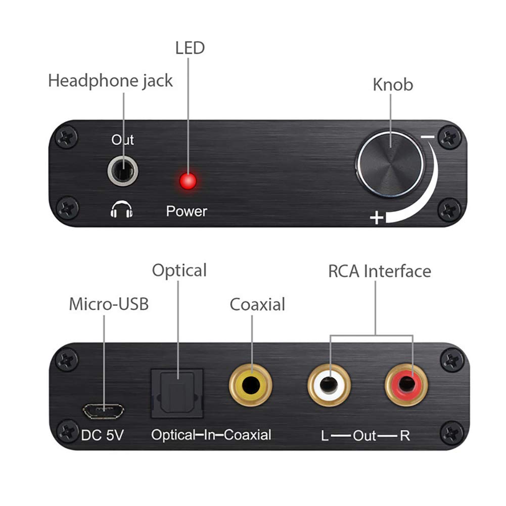 Decodificatore Audio, convertitore Audio da Digitale ad analogico, decodificatore Audio Digitale da DTS AC-3 a 2.0ch DAC Ottico coassiale RCA da 3,5 mm Jack 5.1ch