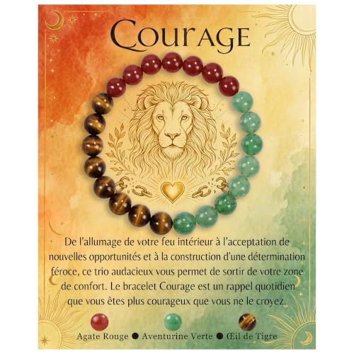 Bivei Bracelet Courage et Aventure Pierre Naturelle Pour Femme et Homme