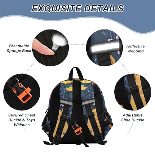 Kid's Backpack for Boys & Girls Toddler Bag Capybara Flower Bee Pattern Backpack with Safety Leash3