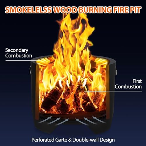 20 Inch Smokeless Fire Pit with Ash Pan - Portable Outdoor Wood Burning Fireplace, Lightweight 19lbs Stainless Steel for Backyard, Patio & Camping