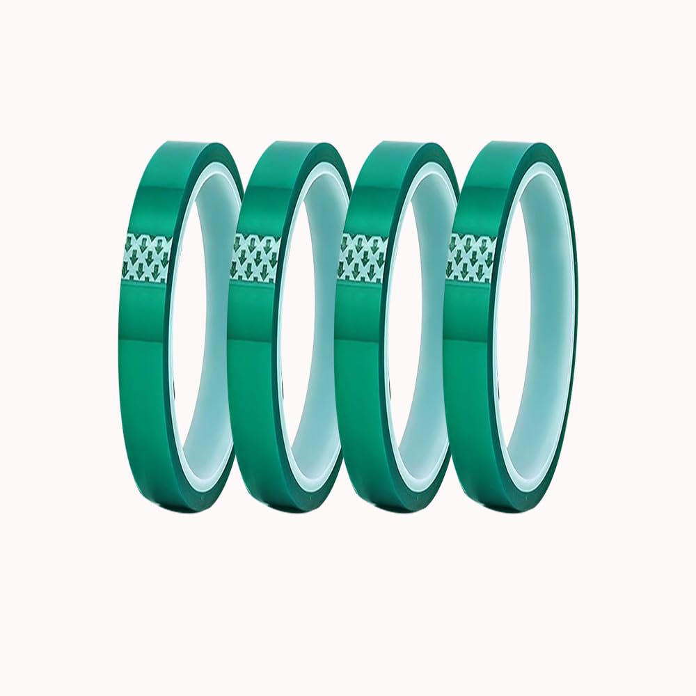 KASHUNUO Heat Tape Adhesive for Sublimation Transfer: Heat Press Tape for Pringtable HTV on Shirt or Cup - High Temperature Resistant Tape for Electronics Assembly 10mm×108ft (4Rolls 10mm 33M)