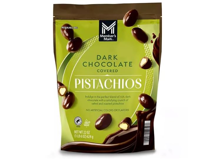 Member Mark Dark Chocolate Covered Roasted Pistachios, 22 oz.