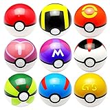 Aikar 7cm Poke Ball Pokemon Ball Set - 9PCS Pokeball + 9PCS Pokemon / Pikachu Cosplay Pop-up Master Great Ultra GS Action Figures Toys ( Pikachu And Pokemon Random )