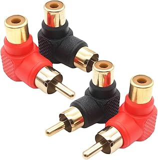 RCAプラグ L型変換プラグ 90度 直角 金めっき 赤色 4個 接続 耐久性 信号 品質 互換性 取り付け ケーブル オーディオ ビデオ