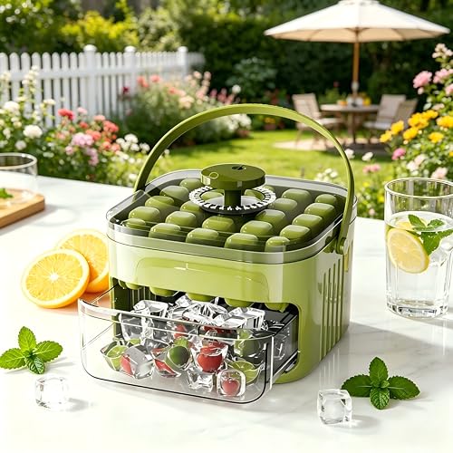 Molde portátil para cubitos de hielo con tapa verde miniatura 1
