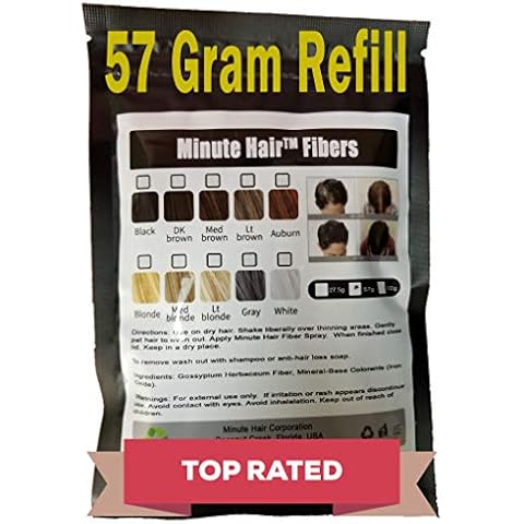 Hair Building Fibers Medium Brown 57 Grams (2 oz) Minute Hair Refill Hair Loss Concealer That You Can Use for Your Bottles From Competitors Like Toppik, Xfusion (Medium Brown) Cover
