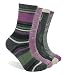 Enerwear 4P Pack Women's Extra Fine Merino Wool Trail Socks(US Shoe Size 4-10½, Violet/Gray/Multi)