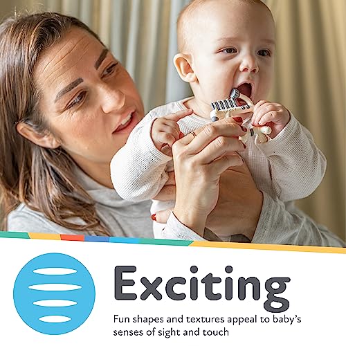 Image of Nuby Geo Zoos Massaging Silicone Teether with Multiple Textures, 3m+, Zebra (Pack of 2)