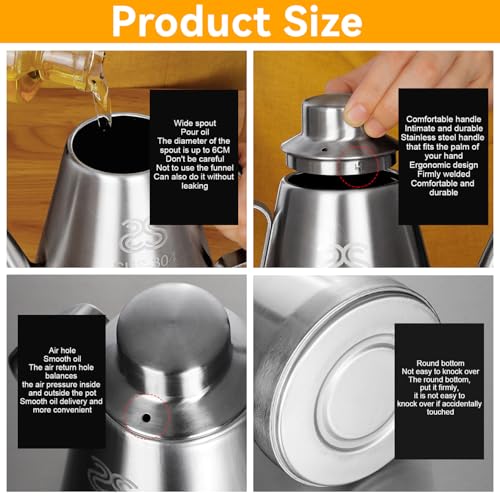 Image of 15.55oz /460ml Stainless Steel Olive Oil Dispenser with Anti-Drip Spout