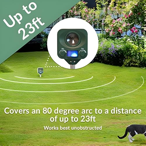 Pestbye® Waterproof Cat Repellent - Solar Powered - Quick Fix Ultrasonic Repeller Cat Scarer with Ground Stake - 5