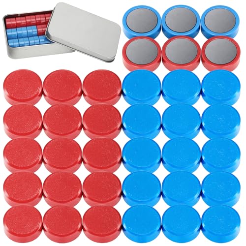 Wukong 36 Pièces Frigo Aimant Bleu + Rouge, Rond Magnet pour Tableau Blanc en 2 Couleurs, Tableau Blanc, Salle de Classe, Bureau, Casiers Ø 20 mm, 8mm d'épaisseur