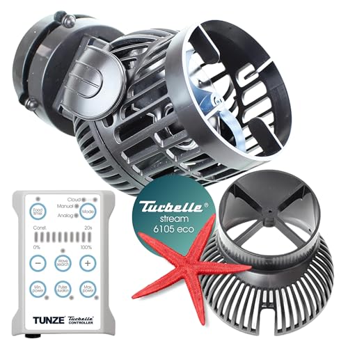 TUNZE Strömungspumpe Turbelle stream 6105 eco I Pumpe für 3D einstellbare Strömung I Propellerpumpe mit Magnet Holder & Silence Klemme bis 15mm Glasstärke I Wasserpumpe für Salzwasser-Aquarium