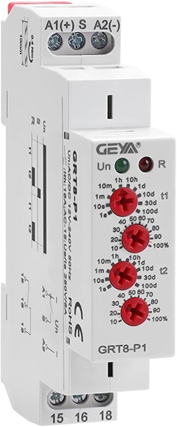 GRT8-P Pulse Output Time Delay Relay 16A AC/DC12V-240V 0.1s-100days(GRT8-P2 AC230V)