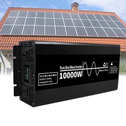 Inverter a onda sinusoidale pura da 7000 W-10000 W, 12 V/24 V/48 V a 110 V/220 V CA for camper, barche e pannelli solari domestici con display LCD.(10000w 24vto220v)
