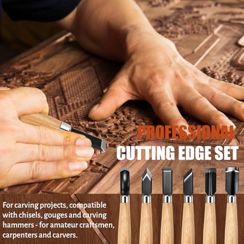Stechbeitel Set für Holz 6tlg Schnitzwerkzeug für Holz Stemmeisen HolzmeißEl Stecheisen Satz zur Holzbearbeitung für Hobbyhandwerker - Holzmeiselset