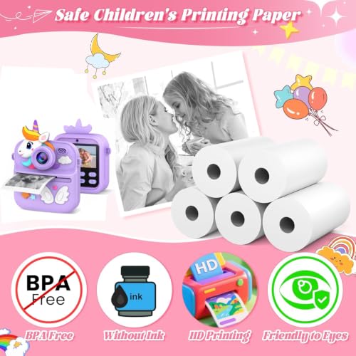 Image of Cason Pack of 5 Rolls for Instant Camera for Kids with Print,Premium 5 Paper Roll Refill,Scratch-Resistant, BPA Free, Suitable for All Instant Print Camera for Kids (White) (Only Rolls)