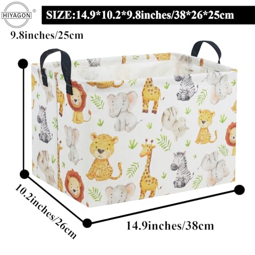Image of Rectangular Woodland Animal Basket Kids Baby Storage Basket Toy Storage Bin Organizer Box Animal Room Decor(Green Animal)