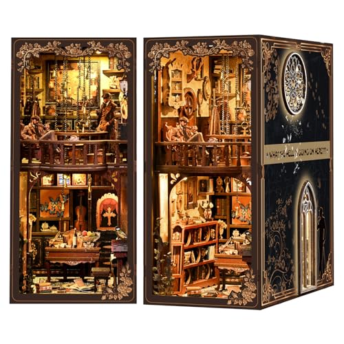 Kaayeewood Kit per angolo libro, puzzle 3D in legno per adulti, kit fai da te in miniatura per adulti, libro con luce LED, regalo per familiari, amici e amanti dei libri, decorazione per libreria