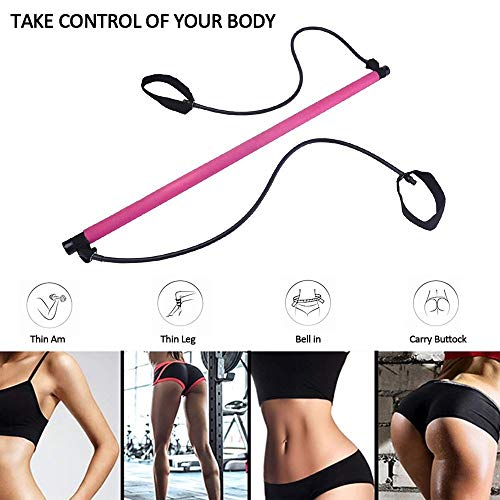 ycnsb Yoga Pilates Stick Bar Kit,Pilates Stick Kit with Resistance Band and Foot Loop,Sports Fitness Equipment Arm Puller For Bodybuilding Workout
