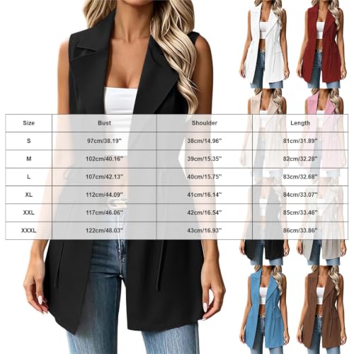 Womens Vest Top Long Sleeveless Blazer Jackets Outwear - image 3
