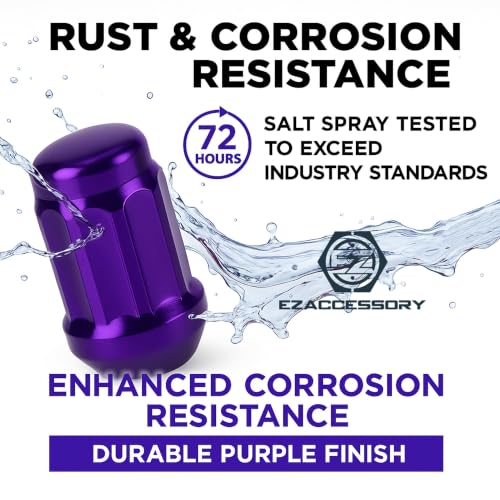 Image of 20 Purple Spline Drive Small Diameter Acorn 12x1.5 Purple Lug Nut Kit with Key