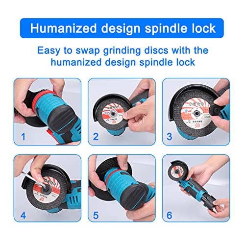 Weytoll Mini Angle Grinder, 19500Rpm Electric Grinding Tool Mini Grinder Handheld Cutter,With 1Pcs 12V 3900Mah Battery & 2Pcs Discs For Cutting Polishing Ceramic Tile Wood Stone Steel #TOP3