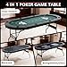 RAYKEEP 4-in-1 Poker Table Foldable, 8 Player Folding Poker Table w/Interchangeable Texas Holdem/Blackjack Game Mat & Built-in Chess/Backgammon Board, Portable Game Table for Home Party（72inch