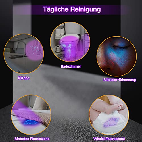 Vansky UV Schwarzlicht Taschenlampe: 395nm UV Lampe mit 51 LEDs als Urin-Detektor für Eingetrocknete Flecken Ihrer Hunde, Katzen und Nagetiere auf Teppichen Böden inkl. 3xAA-Batterien