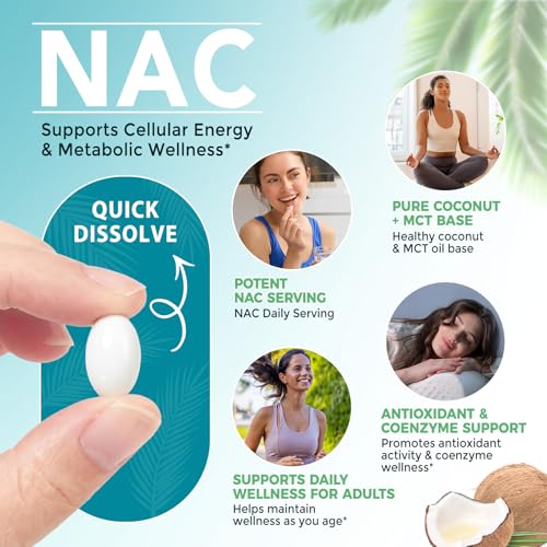 Image of NAC Supplement 600mg, 300 Softgels NAC with NAD+ & MCT Oil N-Acetyl Cysteine Supplement with Coconut Oil, for Antioxidant Support, Non-GMO, Gluten Free