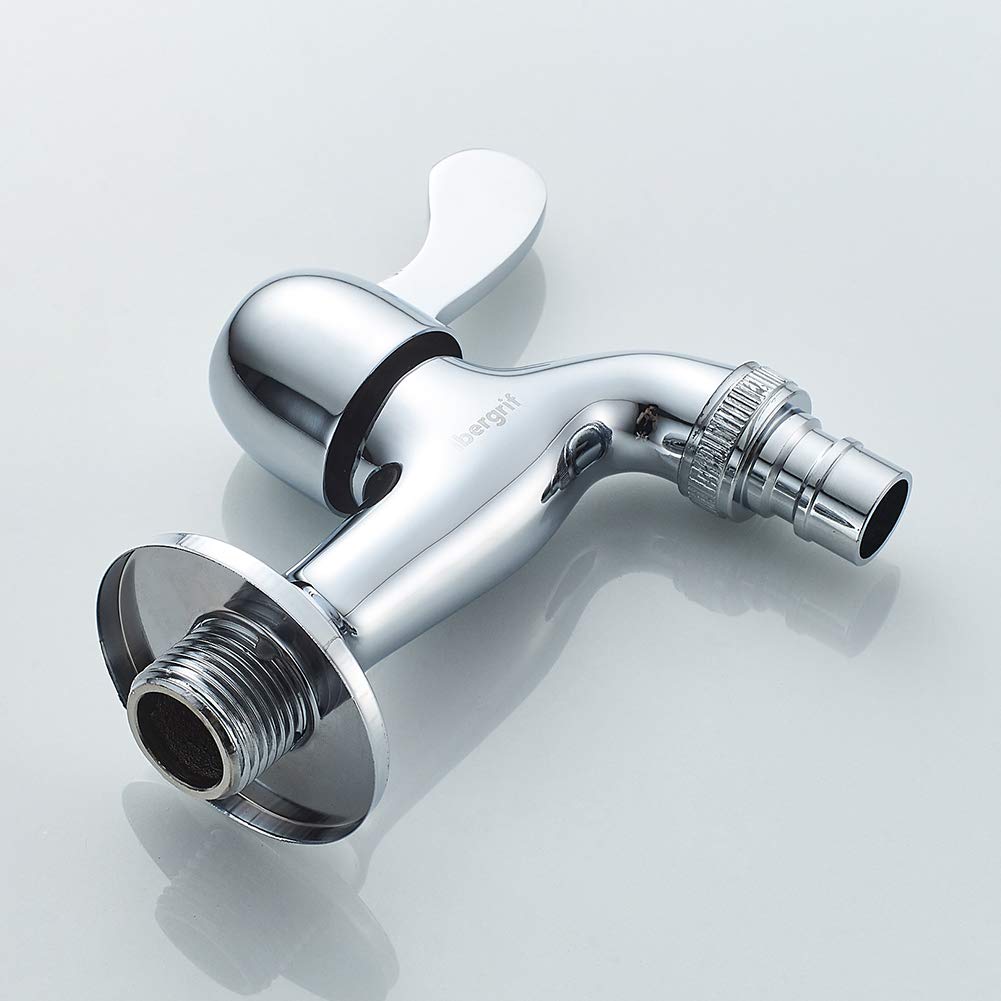 Ibergrif M22002, Grifo de Lavadora, Grifo de Pared Agua Fría, Crome, Plata