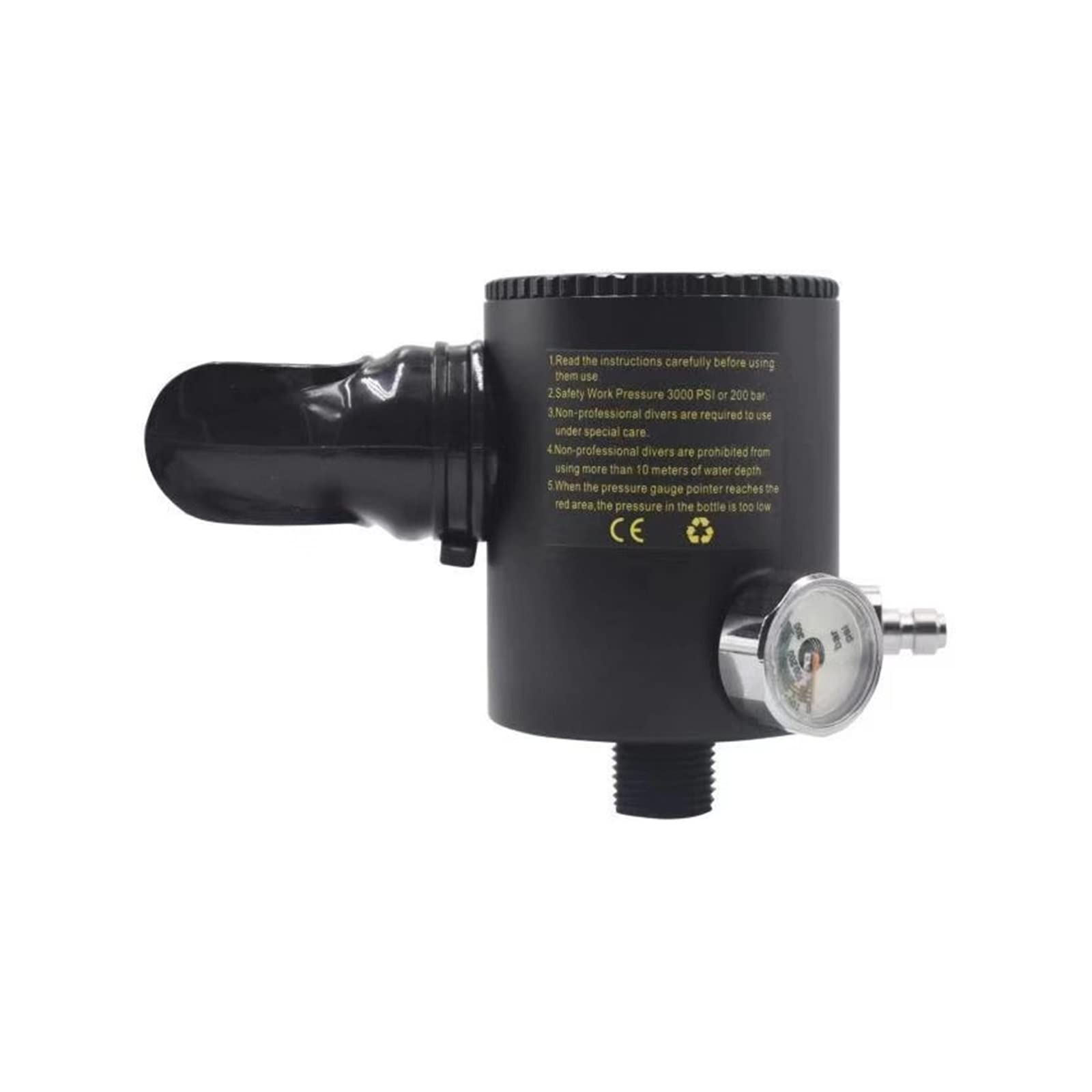 Portable Dive Cylinder, Mini Oxygen Bottle Diving Teaching Underwater Breathing Apparatus Swimming Equipment Valve Head(Matte Black)