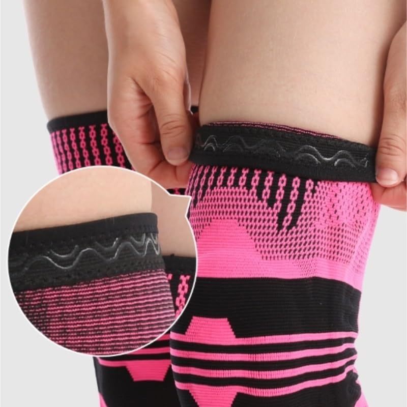 Exercise, protection Thickened Silicone Spring Strip Support Knee Pads for Fitness Sports Knee Pads with Pressure Protection for Fitness, cycling, running, playing football(Blue,Medium)