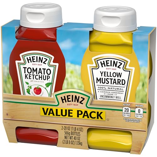 Image of Heinz Tomato Ketchup & Yellow Mustard Twin Pack (20 oz Bottles, Pack of 2)