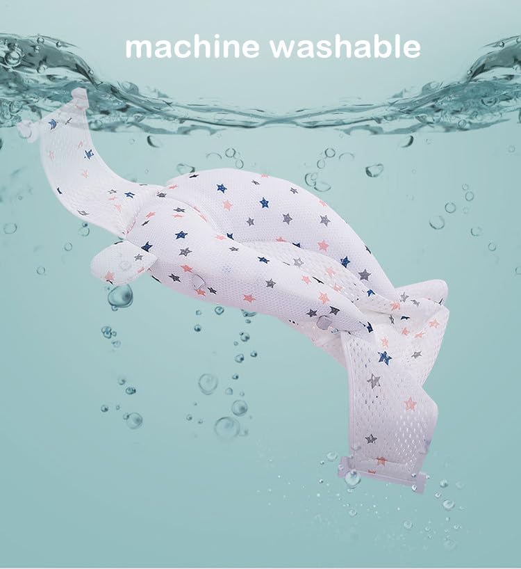 Image of Baby Flotation Bath Cushion Infant Bath Seat Support Net Newborn Bathtub Mesh Pad with Pillow Baby Shower Lie Seat Toddler Bathing Shower Breathable Mat for 0-24 Months