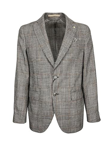 MADE IN UE Caesar Giacca Uomo Sfoderata Principe di Galles Nero/ocra Art 664358 0018 Drop 7 Positano Made in UE (L - IT 50)