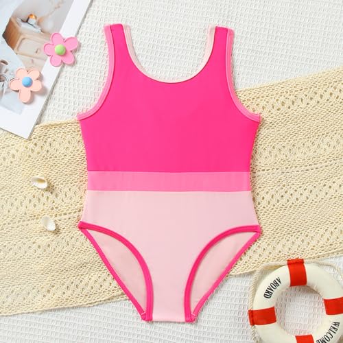 Image of Toddler Girl Swimsuit Candy Color One-Piece Swimwear Girls Color Block Bathing Suit Summer Bikini Set 1-6 Years