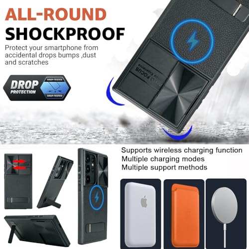 teroxa Capa para Samsung Galaxy S24 Ultra com suporte para lente de câmera proteção de privacidade à