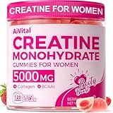 AiVital™ Creatine Gummies for Women, 5000mg Creatine Monohydrate Gummies+2000mg Collagen+1000mg BCAA, Women-Specific Formula, Sugar Free, 30 Servings, 120 Counts(Berry)