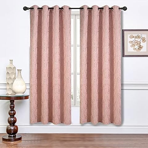 Tony's collection Upgraded 100% Blackout Curtains, Pink Curtains/Drapes 84 inches Long Patterned, for Kids' Girls' Bedroom Living Room(52 x 84 Inch, Blush, 2 Panels) Cover