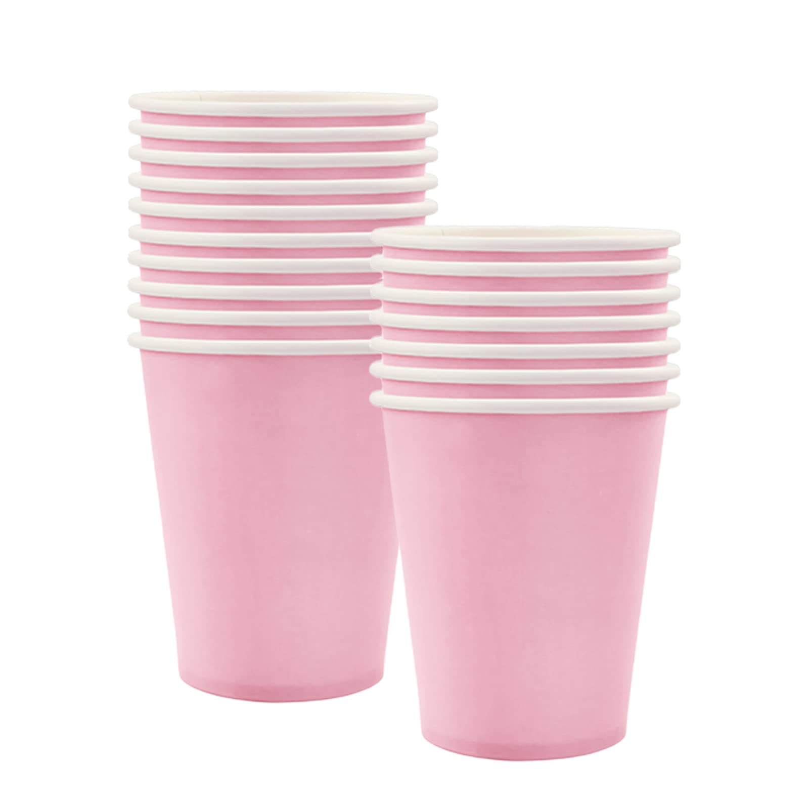 32pcs Baby Pink Paper Cups,9oz Disposable Tableware Party Cups Solid Colour Paper Cups Party Drinking Cups for Birthday,Wedding,Picnic, BBQ,Bar,Restaurant and Party Supplies Table Decorations