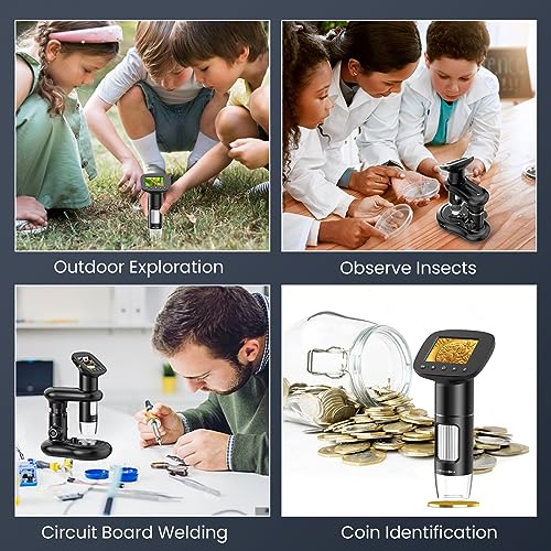 Image of Kids Microscope for Ages 8-12, Handheld Digital Microscope D-MS1 with 2 inch IPS Screen - Take Pictures & Videos - Download to PC & Mac - 1000X Pocket Microscope, Used Birthday for Kids