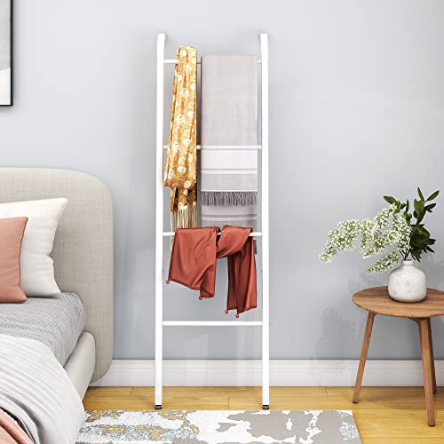 Towel Rail Freestanding, 4-Level Towel Holder Rack, Wall-Leaning Decorative Ladder, for Throws/Blankets/Bath&Hand Towels/Washcloths, for Bathroom, Bedroom, Living Room, Laundry (White) - Cosy Home Interiors Towel Rail Freestanding, 4-Level Towel Holder Rack, Wall-Leaning Decorative Ladder, for Throws/Blankets/Bath&Hand Towels/Washcloths, for Bathroom, Bedroom, Living Room, Laundry (White) - Image 3