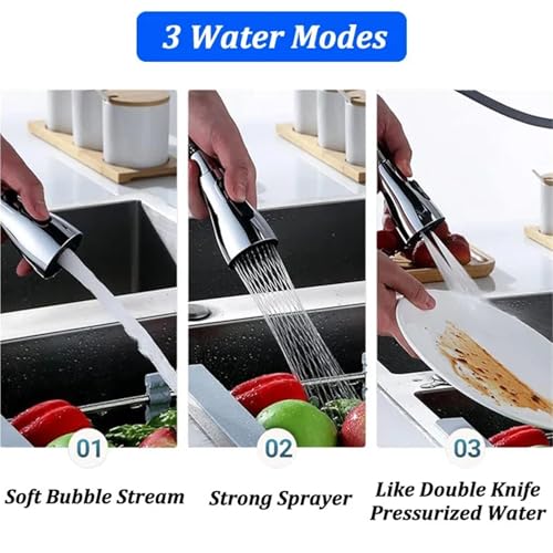 Robinet de cuisine tête pulvérisation pivotante rotation 360 multicolore silver - 7