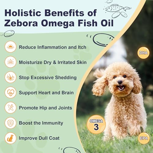 Omega 3 Fish Oil for Dogs, Dog Fish Oil Powder, Wild Caught Fish Oil, EPA&DHA, Krill Oil, Kelp, Dog Skin and Coat Supplement, Anti Itch & Shedding, Support Dry Skin, Joint Health, Dog Allergy Relief
