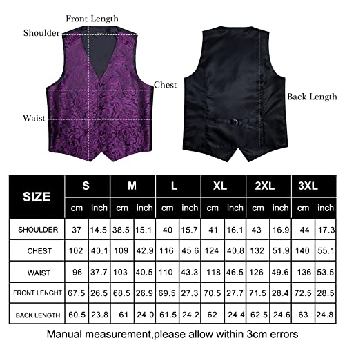 Image of DiBanGu Mens Paisley Vest Silk Sleeveless Suit Vest and Neck Tie Pocket Square Cufflinks Set for Wedding Formal