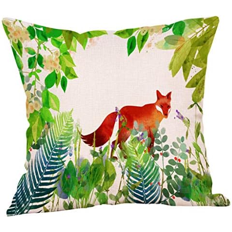 Sonojie 18 x 18 inch Forest Animal Plants Decorative Upholstery Cushion Cover Cozy Throw Pillow Cases (B, 45 x 45cm) Cover