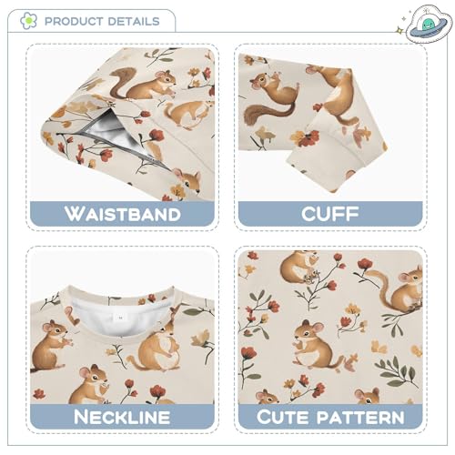 JUNZAN Beauty Squirrel animal Beige Little Girls Sweatshirts Hoodies Fleece Sweatshirt With Hoodie Sports 4T3