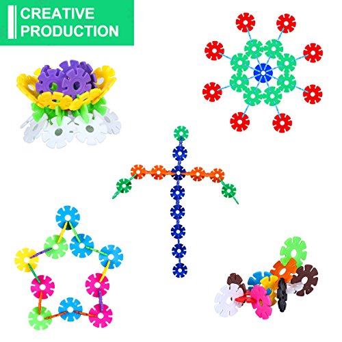 ATESSON Building Blocks Set 500 Piece Snowflakes Interlocking Plastic Disc Set for Boys Girls Kids Toys, STEM Preschool Educational Construction Kit - Tested for Children's Safety - Thumbnail 3